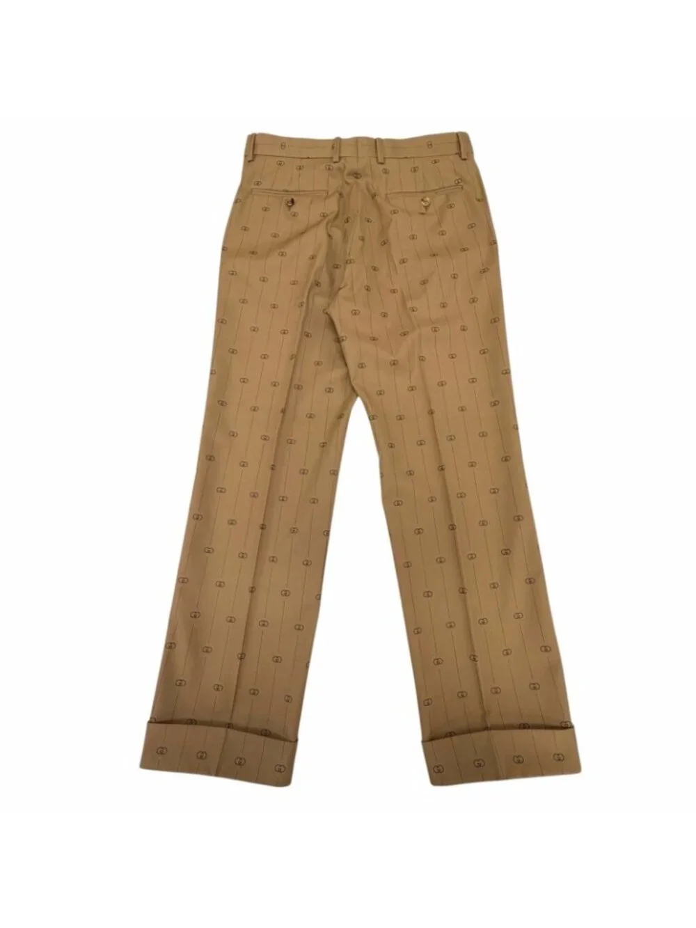 Gucci Wool 100% Interlocking G Striped Pants Trousers Beige